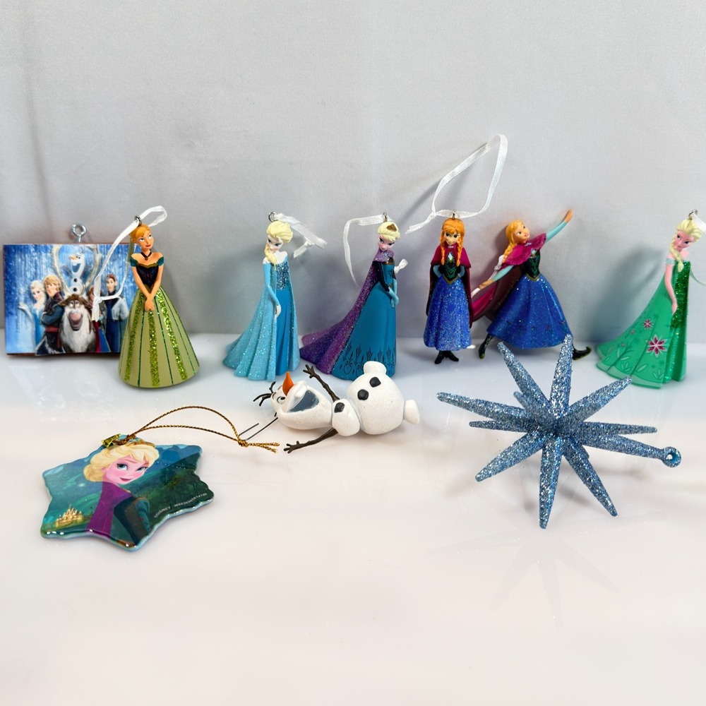 Disney Frozen Christmas Ornaments Lot of 10 Elsa Anna Olaf Snowflake Mixed